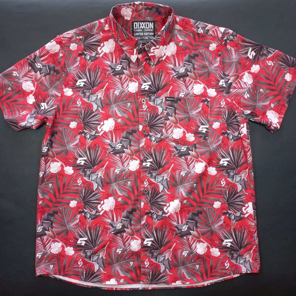 Dixxon Snap-On Tools Hawaiian Party Shirt Red Form and Function Men's 2XL 2X